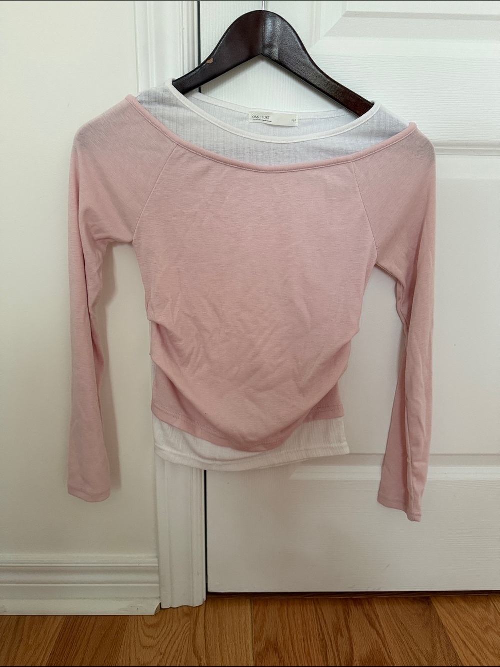 Oak + Fort Soft Pink Layered Long-Sleeve Tee